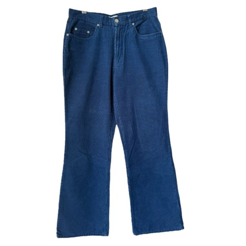 Vintage 90s Y2K Blue Corduroy Bootcut Flare High Rise Pants Cotton Size 10